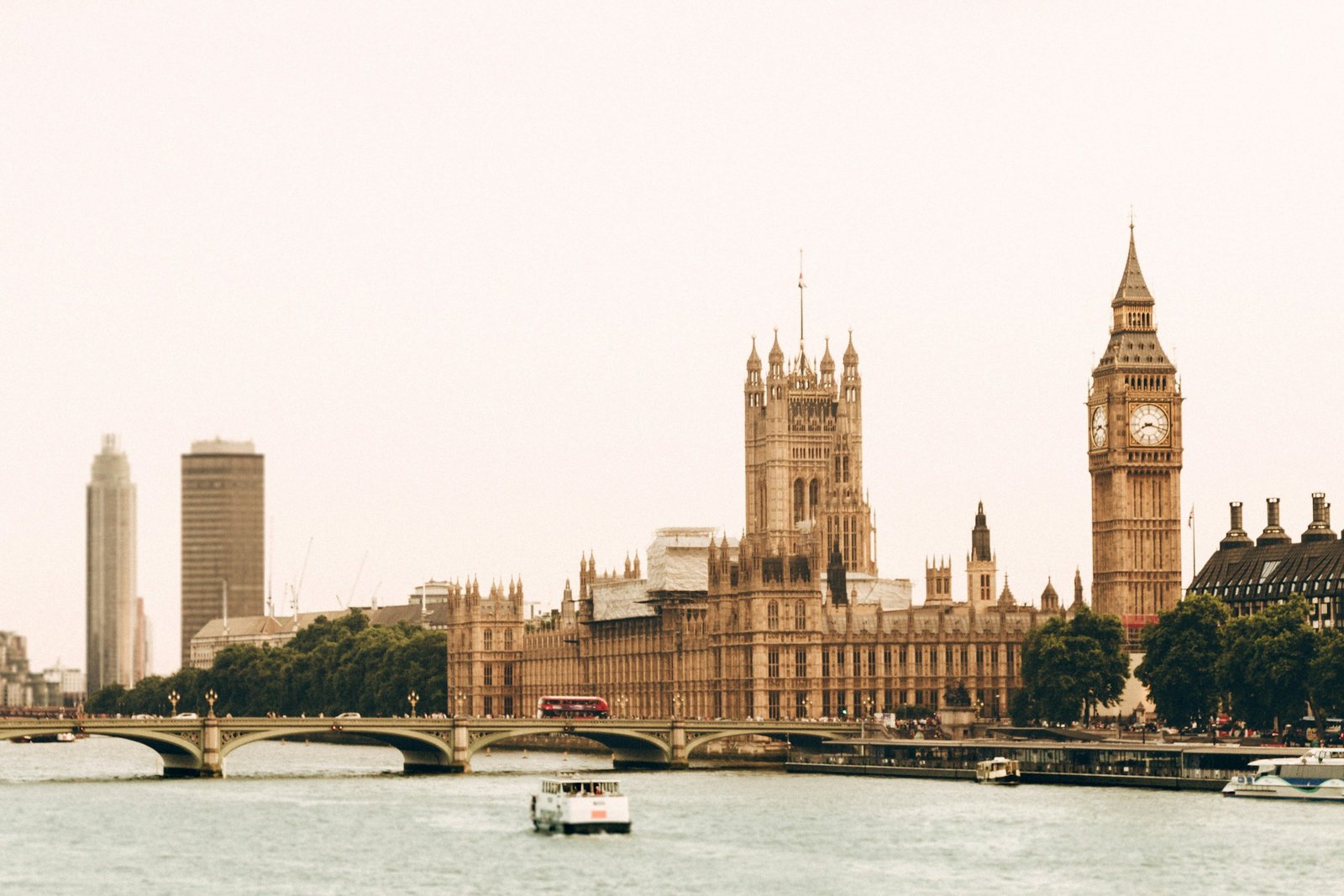 London's Westminster skyline across the River Thames